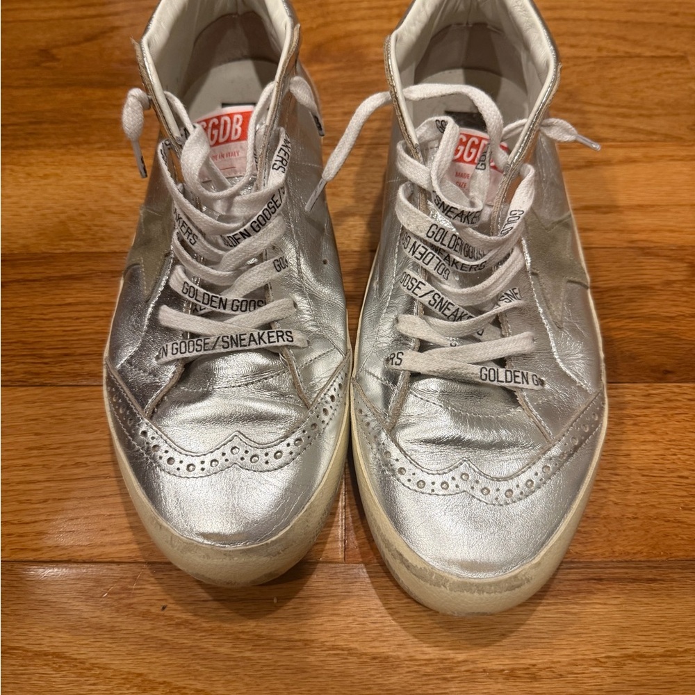 Golden Goose Metallic Silver Sneakers
